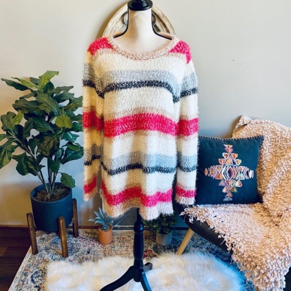 Lane Bryant Sweaters - ⬇⬇ Lane Bryant PLUS 18 20 Fuzzy Striped Sweater